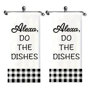 Hand Towels, 2pc, Alexa Do the Dishes funny Kitchen Towel set. 18" x 28"
